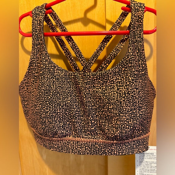 NWT Lululemon Energy Bra (H2O), Bubbles Sunny Coral Deep Coal. Gym/Swim, UPF 50+ - Picture 7 of 13